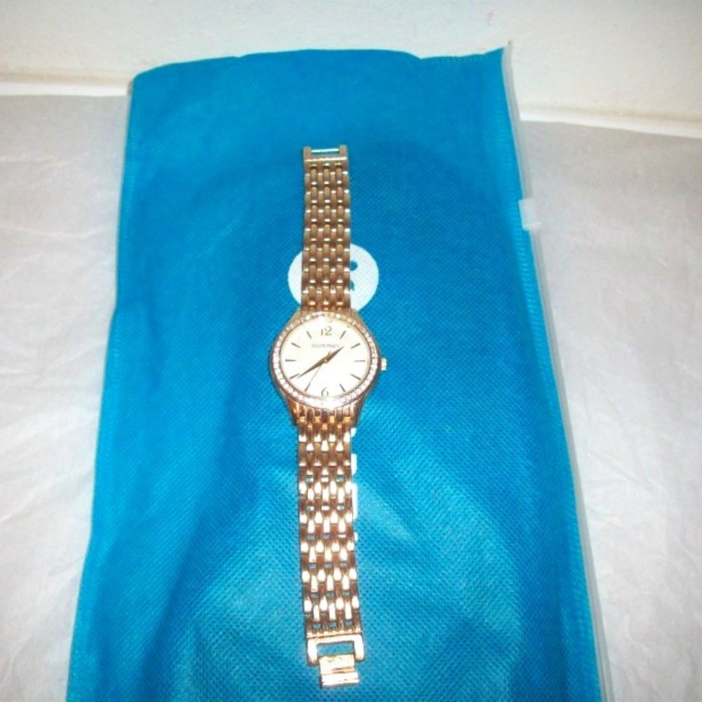 Ellen Tracey Goldtone linked Rhinestone Watch